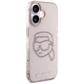 Калъф за iPhone 16 - Karl Lagerfeld - IML Rhinestones (KLHCP16SHKHDCELP) - Pink Karl Head