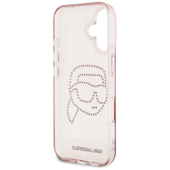 Калъф за iPhone 16 - Karl Lagerfeld - IML Rhinestones (KLHCP16SHKHDCELP) - Pink Karl Head