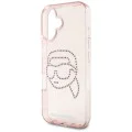 Калъф за iPhone 16 - Karl Lagerfeld - IML Rhinestones (KLHCP16SHKHDCELP) - Pink Karl Head