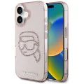 Калъф за iPhone 16 - Karl Lagerfeld - IML Rhinestones (KLHCP16SHKHDCELP) - Pink Karl Head