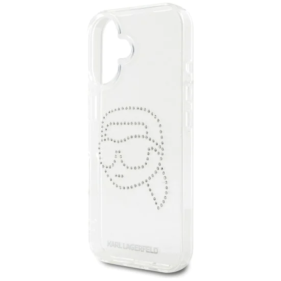 Калъф за iPhone 16 - Karl Lagerfeld - IML Rhinestones (KLHCP16SHKHDCELT) - Karl Head Transparent
