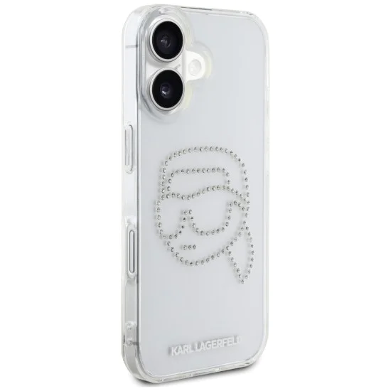 Калъф за iPhone 16 - Karl Lagerfeld - IML Rhinestones (KLHCP16SHKHDCELT) - Karl Head Transparent