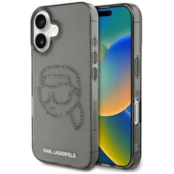 Калъф за iPhone 16 - Karl Lagerfeld - IML Rhinestones (KLHCP16SHKHDCELK) - Karl Head