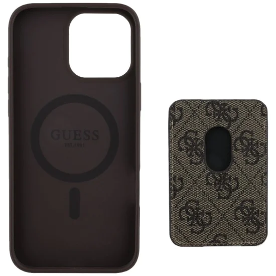 Калъф за iPhone 16 Pro Max - Guess - Cardslot 4G Stripes MagSafe (GUBPHCP16XP4RPSW) - Кафяв