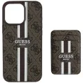 Калъф за iPhone 16 Pro Max - Guess - Cardslot 4G Stripes MagSafe (GUBPHCP16XP4RPSW) - Кафяв