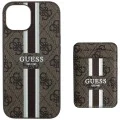 Калъф за iPhone 15 - Guess - Cardslot 4G Stripes MagSafe (GUBPHCP15SP4RPSW) - Кафяв