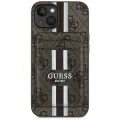 Калъф за iPhone 15 - Guess - Cardslot 4G Stripes MagSafe (GUBPHCP15SP4RPSW) - Кафяв
