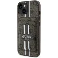 Калъф за iPhone 15 - Guess - Cardslot 4G Stripes MagSafe (GUBPHCP15SP4RPSW) - Кафяв