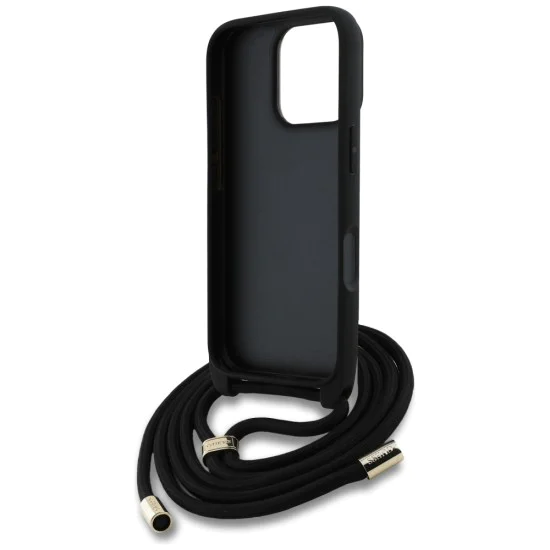 Калъф за iPhone 16 Pro Max - Guess - Hardcase 4G Big Logo with Cord Strap (GUHCP16XP4GMGCRW) - Brown