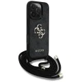 Калъф за iPhone 16 Pro - Guess - Hardcase 4G Big Logo with Cord Strap (GUHCP16LP4GMGCRK) - Черен