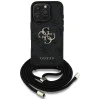 Калъф за iPhone 16 Pro - Guess - Hardcase 4G Big Logo with Cord Strap (GUHCP16LP4GMGCRK) - Черен