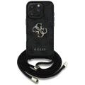 Калъф за iPhone 16 Pro - Guess - Hardcase 4G Big Logo with Cord Strap (GUHCP16LP4GMGCRK) - Черен