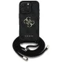 Калъф за iPhone 16 Pro - Guess - Hardcase 4G Big Logo with Cord Strap (GUHCP16LP4GMGCRK) - Черен