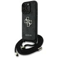 Калъф за iPhone 16 Pro - Guess - Hardcase 4G Big Logo with Cord Strap (GUHCP16LP4GMGCRK) - Черен