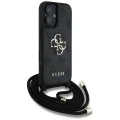 Калъф за iPhone 16 - Guess - Hardcase 4G Big Logo with Cord Strap (GUHCP16SP4GMGCRK) - Черен