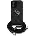 Калъф за iPhone 16 - Guess - Hardcase 4G Big Logo with Cord Strap (GUHCP16SP4GMGCRK) - Черен