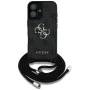 Калъф за iPhone 16 - Guess - Hardcase 4G Big Logo with Cord Strap (GUHCP16SP4GMGCRK) - Черен