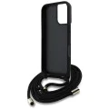 Калъф за iPhone 16 - Guess - Hardcase 4G Big Logo with Cord Strap (GUHCP16SP4GMGCRK) - Черен