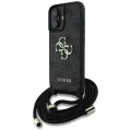 Калъф за iPhone 16 - Guess - Hardcase 4G Big Logo with Cord Strap (GUHCP16SP4GMGCRK) - Черен
