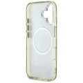Калъф за iPhone 16 - Guess - IML Metal Glitter Flowers Triangle MagSafe (GUHMP16SHFLPEDN) - Зелен