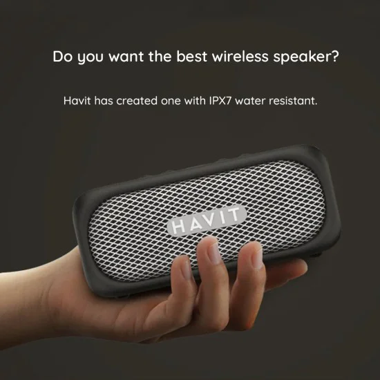 Havit - Безжична тонколона (SK905BT) - Type-C, Bluetooth 5.3, TWS, TF, AUX, Hands-Free разговори, IPX7, 2000mAh - Бежова