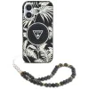 Калъф за iPhone 16 - Guess - IML Palm Trees Triangle with Pearl Strap MagSafe (GUHMP16SHPCTPLSK) - Черен