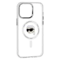 Калъф за iPhone 15 Pro - Karl Lagerfeld - IML MagSafe (KLHMP15LHLSKIH) - Бял метал Karl`s Head