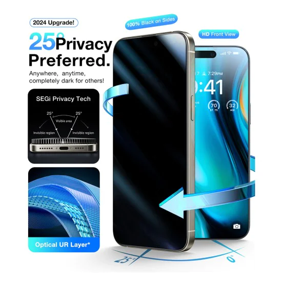 Протектор за iPhone 16 Pro Max - Torras GlassGo Install Master Privacy - Clear