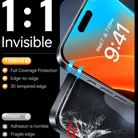 Протектор за iPhone 16 Pro Max - Torras GlassGo Install Master - черен