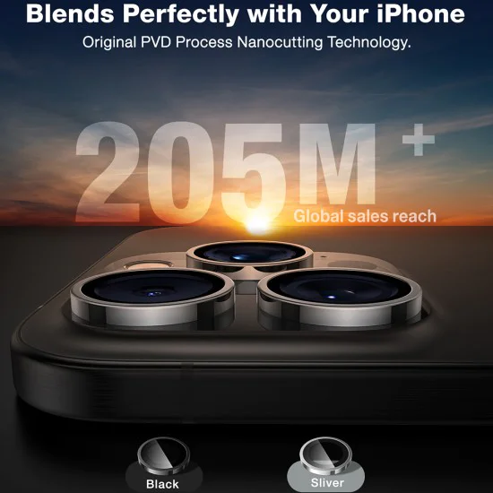 Протектор за камера за iPhone 16 Pro Max - Torras Lensguard Camera Protector - Titanium Grey