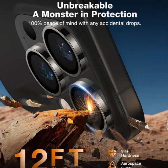 Протектор за камера за iPhone 16 Pro Max - Torras Lensguard Camera Protector - Titanium Grey