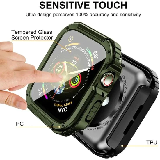 Протектор за Apple Watch 1 / 2 / 3 (42 мм) + Протектор - Lito Watch Armor 360 - зелен