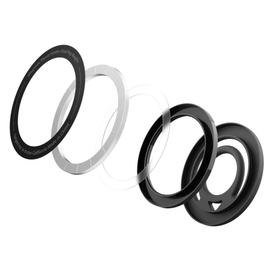 Аксесоар – Spigen Phone Ring Dual Pop MagSafe, с гъвкава дръжка за пръсти, двоен магнит, силикон – черен