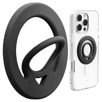 Аксесоар – Spigen Phone Ring Dual Pop MagSafe, с гъвкава дръжка за пръсти, двоен магнит, силикон – черен