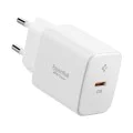 Зарядно устройство – Spigen Wall Charger Essential (EE201EU), Type-C, GaN, Fast Charging, PD20W, Quantum Boost – Бяло