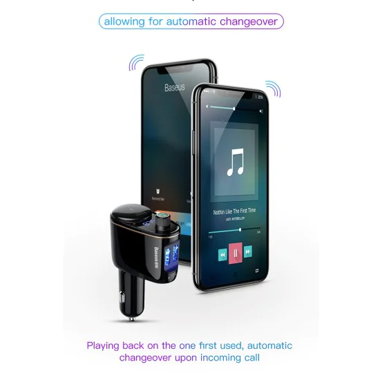 Bluetooth предавател за кола, зарядно за кола - Baseus (CCHC000001) - черен