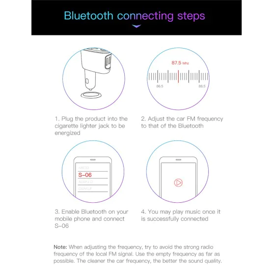Bluetooth предавател за кола, зарядно за кола - Baseus (CCHC000001) - черен
