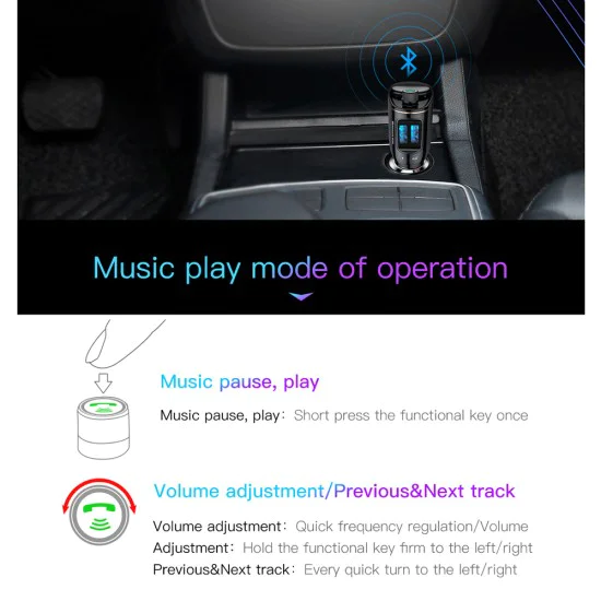 Bluetooth предавател за кола, зарядно за кола - Baseus (CCHC000001) - черен