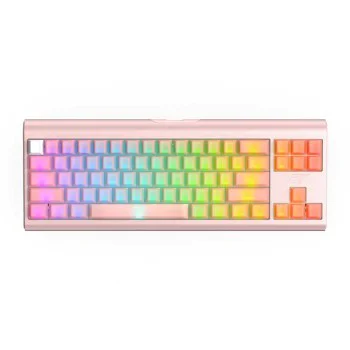 Havit - Геймърска клавиатура (KB896L) - USB-C, с RGB светлини, 71 клавиша, 1.2 м, 350mA, 5V - Розова