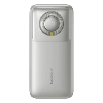 Baseus - Външна батерия Free2Pull (P10073700843-00) - с прибиращ се USB-C кабел, Type-C, дисплей, 20000mAh, 65W, 0.7 м - сива