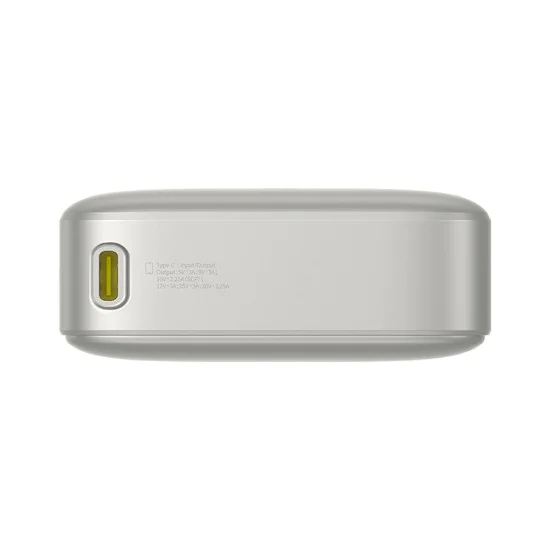 Baseus - Външна батерия Free2Pull (P10073700843-00) - с прибиращ се USB-C кабел, Type-C, дисплей, 20000mAh, 65W, 0.7 м - сива