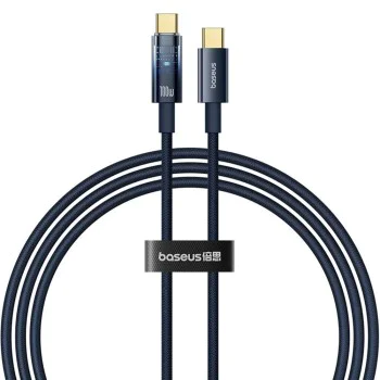 Baseus - Кабел за данни Explorer (P10319704321-00) - Type-C, Бързо зареждане, 100W, с автоматично изключване, Найлон, 1 м - Дълбоко синьо