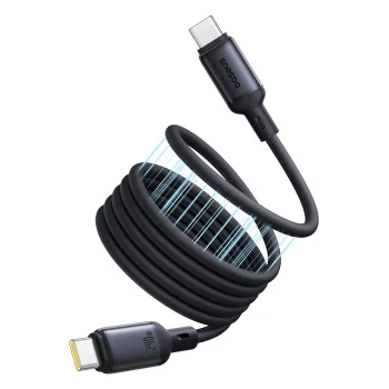 Baseus - Кабел за данни PicoGo (P10376800121-00) - Магнитен, Type-C към Type-C, 240W, Бързо зареждане, 480Mbps, Силиконов, 1 м - Черен