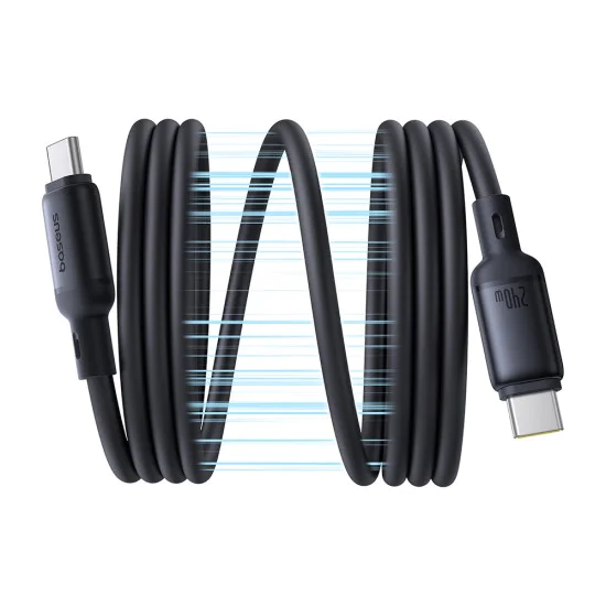 Baseus - Кабел за данни PicoGo (P10376800121-00) - Магнитен, Type-C към Type-C, 240W, Бързо зареждане, 480Mbps, Силиконов, 1 м - Черен
