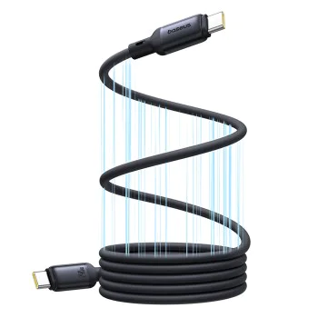 Baseus - Кабел за данни PicoGo (P10376800121-00) - Магнитен, Type-C към Type-C, 240W, Бързо зареждане, 480Mbps, Силиконов, 1 м - Черен