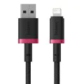 Baseus - Кабел за данни Dura Series (P10377801U01-03) - USB към Lightning, бързо зареждане, 2.4A, 480Mbps, найлон, 2 м - червен / черен