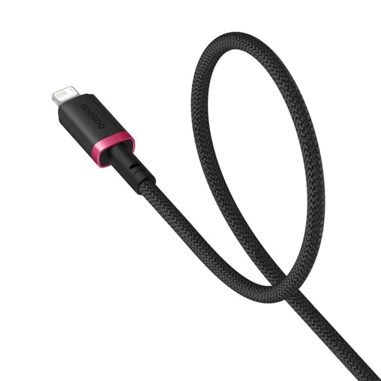 Baseus - Кабел за данни Dura Series (P10377801U01-03) - USB към Lightning, бързо зареждане, 2.4A, 480Mbps, найлон, 2 м - червен / черен