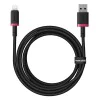 Baseus - Кабел за данни Dura Series (P10377801U01-03) - USB към Lightning, бързо зареждане, 2.4A, 480Mbps, найлон, 2 м - червен / черен