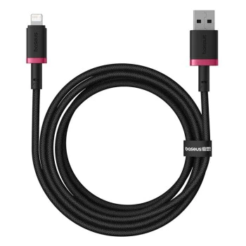 Baseus - Кабел за данни Dura Series (P10377801U01-03) - USB към Lightning, бързо зареждане, 2.4A, 480Mbps, найлон, 2 м - червен / черен