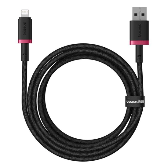 Baseus - Кабел за данни Dura Series (P10377801U01-03) - USB към Lightning, бързо зареждане, 2.4A, 480Mbps, найлон, 2 м - червен / черен